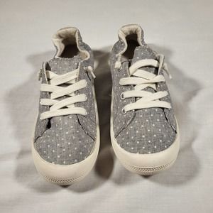 Madden Girl Sneakers Womens 7 1/2 Barby Gray w/ White Pok-a-dots EUC